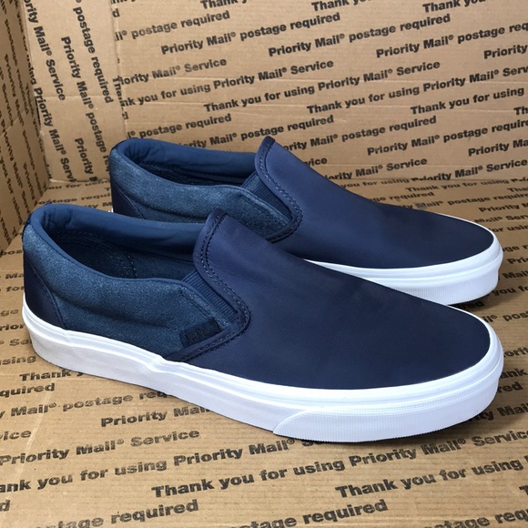 Vans Shoes - Vans Blue / White Women’s Slip On’s